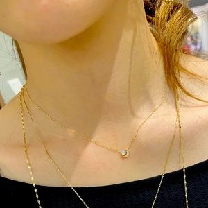 Dainty opal natural stone necklace sterling chain